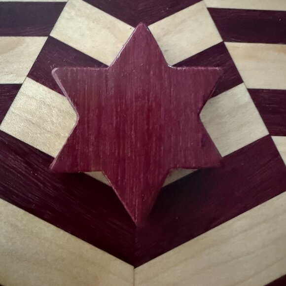 Tzedaka Charity Box Hand Crafted Mixed Hardwoods Star of David Judaica - Picture 8 of 9